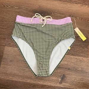 Summersalt Womens the lace up high leg high waist bikini bottom 10